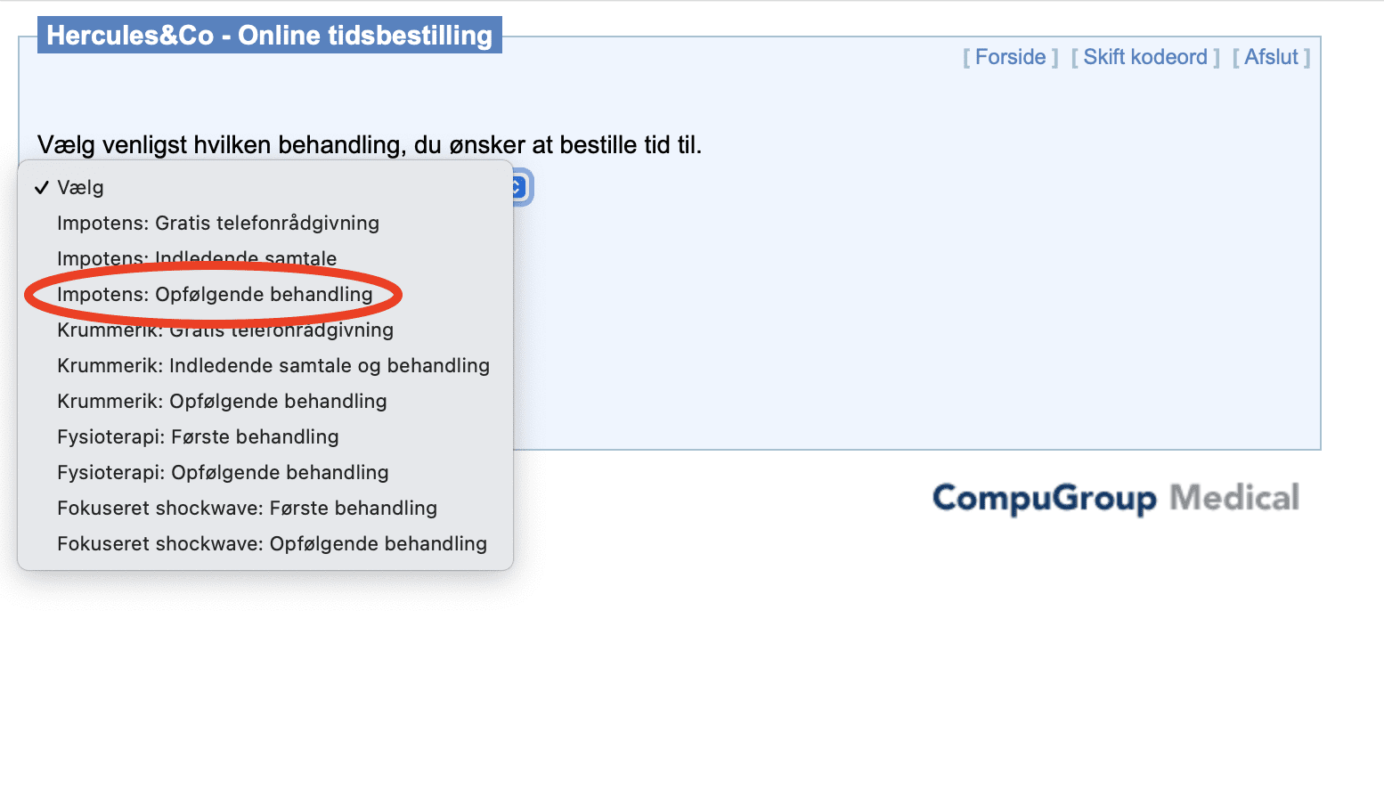 impotens opfølgende behandling